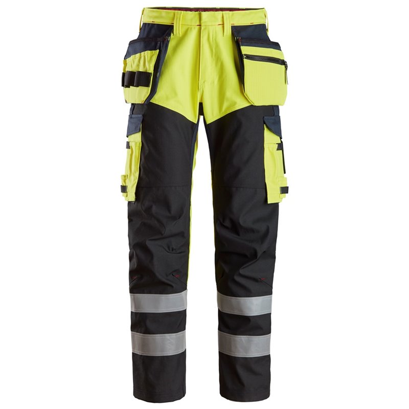 6265 Pantalones largos de trabajo de alta visibilidad clase 1 con bolsillos flotantes y espinilla reforzada ProtecWork amarillo-