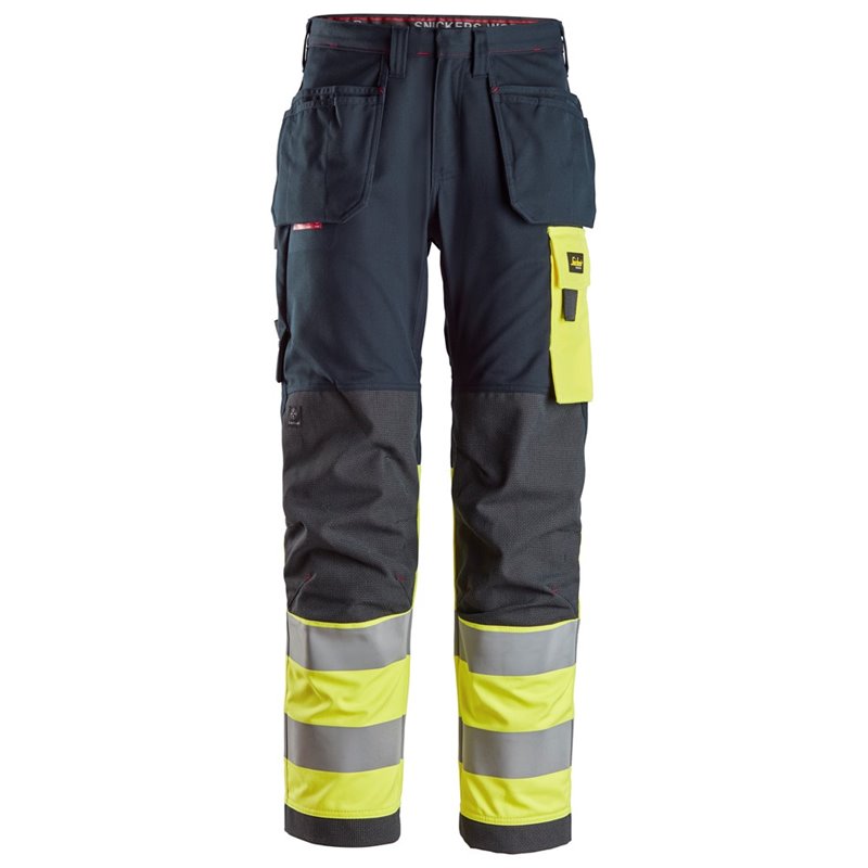6276 Pantalones largos de trabajo de alta visibilidad clase 1 con bolsillos flotantes ProtecWork azul marino-amarillo talla 158