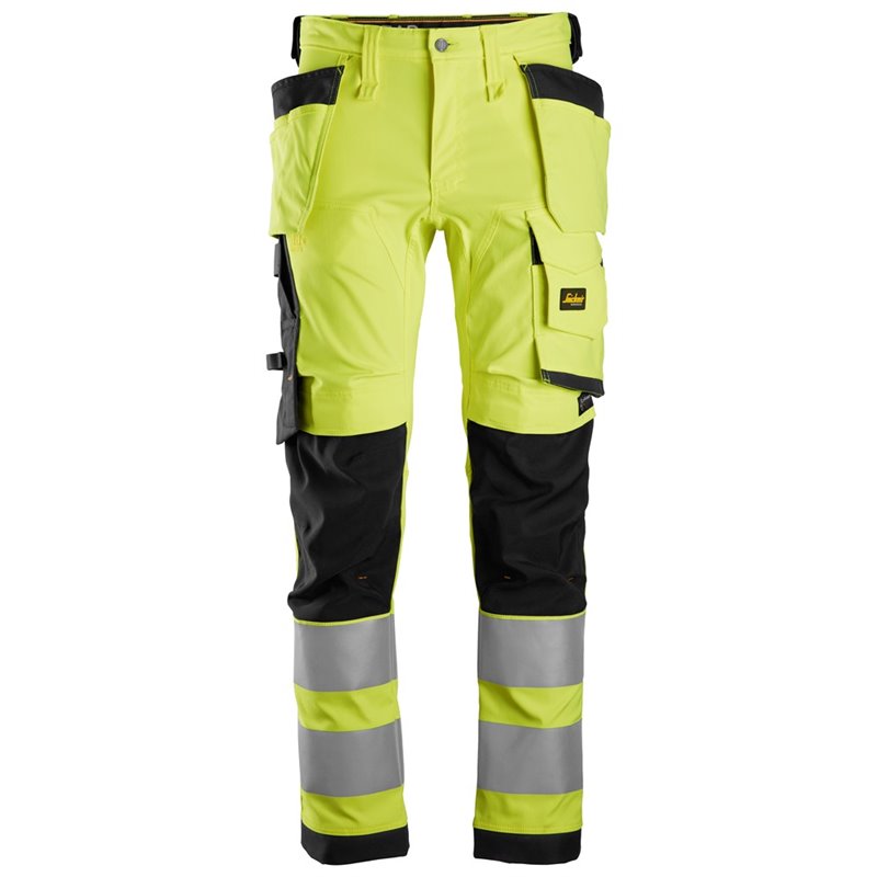 6243 Pantalones largos de trabajo elásticos de alta visibilidad clase 2 con bolsillos flotantes amarillo-negro talla 112