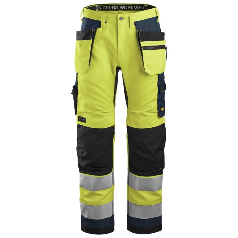 6230 Pantalones largos de trabajo de alta visibilidad clase 2 con bolsillos flotantes AllroundWork amarillo-azul marino talla 10
