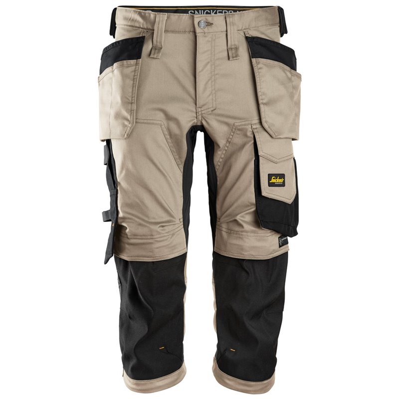 6142 Pantalones pirata de trabajo elasticos con bolsillos flotantes AllroundWork beige-negro talla 96