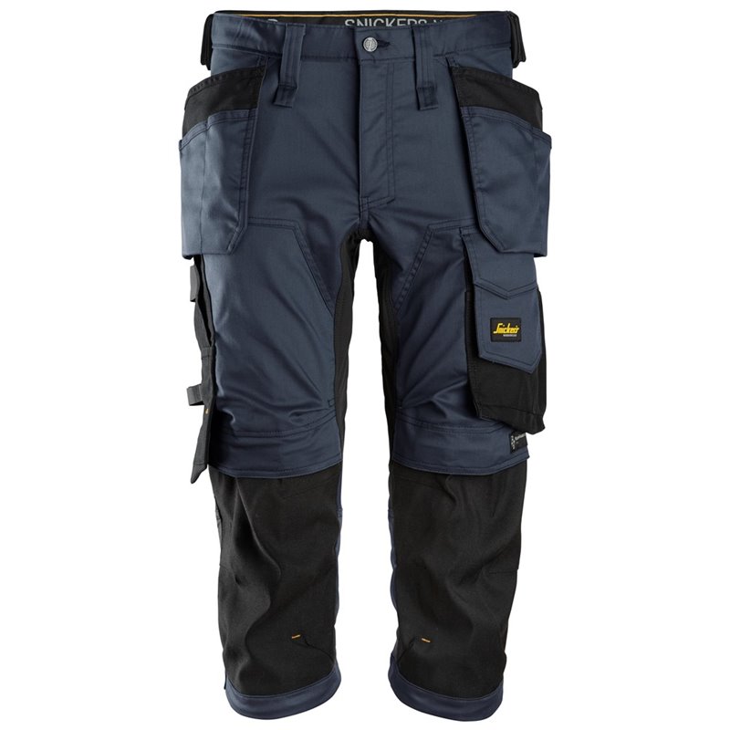 6142 Pantalones pirata de trabajo elasticos con bolsillos flotantes AllroundWork azul marino-negro talla 56