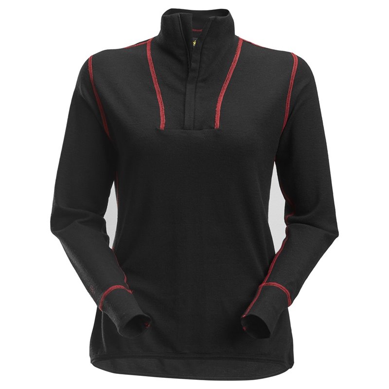 9476 Camisa de manga larga de lana con media cremallera para mujer ProtecWork negro talla L