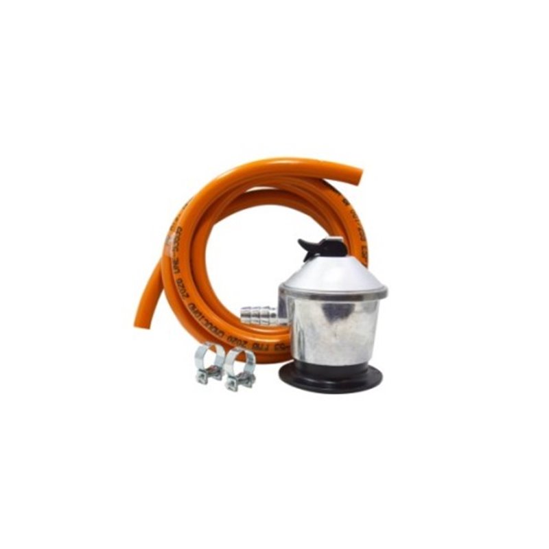 Kit regulador de gas butano + tubo 1,5 metros + 2 abrazaderas