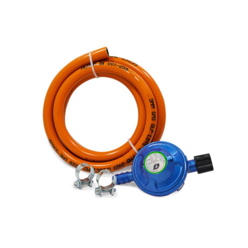 Kit regulador para camping + tubo 1,5 m + 2 abrazaderas