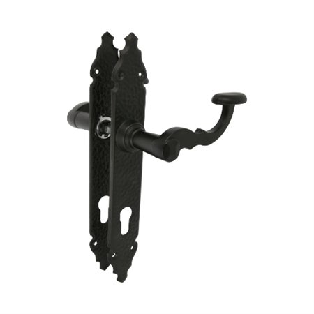 AMIG 14933  Manilla con placa 100PB  280 x 44 mm  Placa de acero, Tirador de zamak  Negro