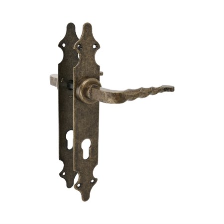 AMIG 19198  Manilla con placa 101PB  280 x 44 mm  Placa de acero, Tirador de zamak  Cuero