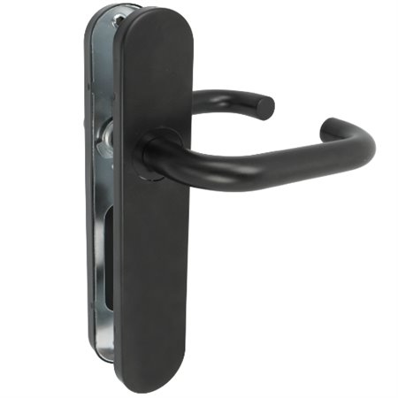AMIG 24648  Manilla con placa 3PX  245 x 45 mm  Acero inoxidable  Negro