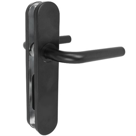 AMIG 24652  Manilla con placa 4PX  245 x 45 mm  Acero inoxidable  Negro
