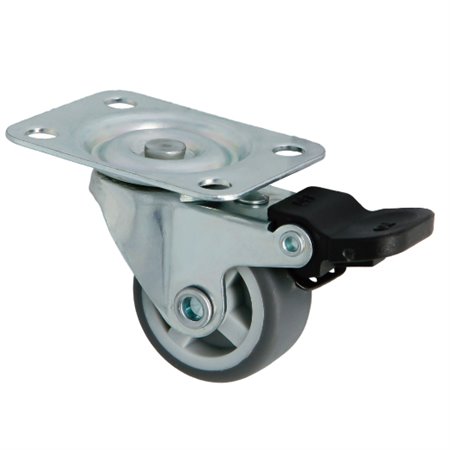 AMIG 24827  Rueda con pletina y freno 1309  Ø25 mm  Goma  Gris