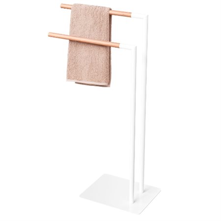 AMIG 25908  Toallero FORMA  455 x 240 x 810 mm  Acero / Bambú  Blanco