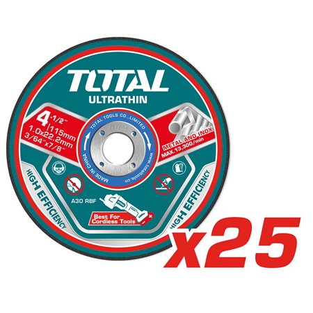 Caja de 25 discos corte TOTAL TAC Ø115 mm