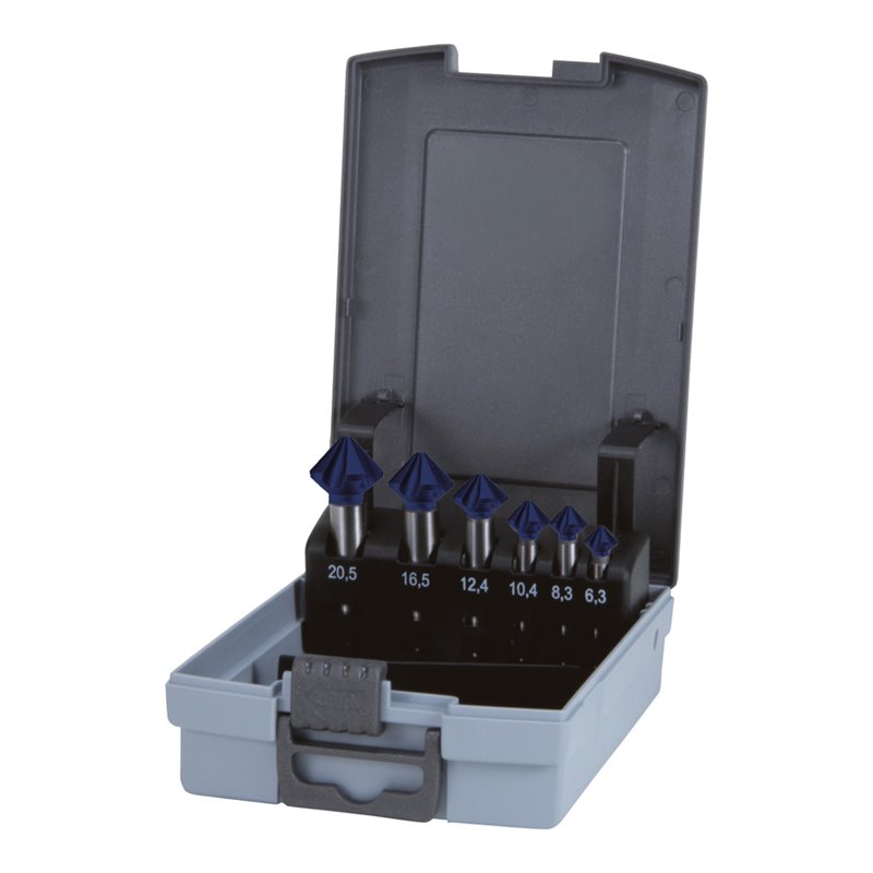 Juego de avellanadores HSS-TiN negro DIN 335 C 90° U-Flute serie 267 Evomaxx