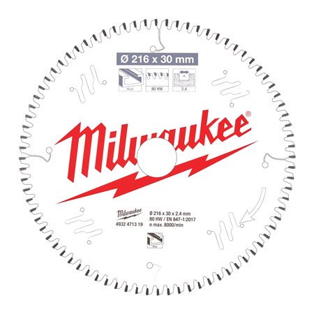 Disco MS Alu 216x30x2,4x80 TCG neg. MILWAUKEE Ref.4932471319