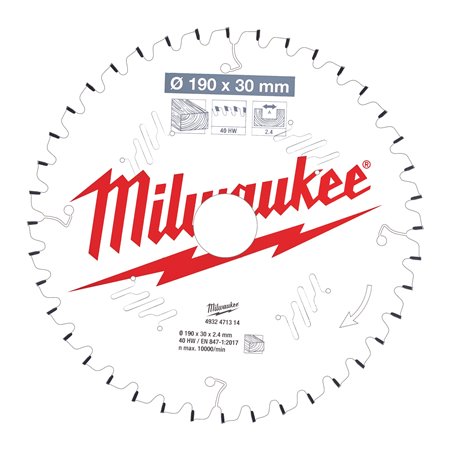 Disco MS W 190x30x2,4x40 ATB neg. MILWAUKEE Ref.4932471314
