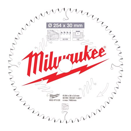 Disco MS W 254x30x3,0x60 ATB neg. MILWAUKEE Ref.4932471320