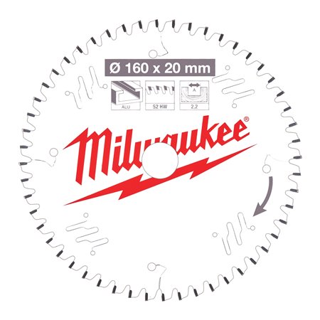 Disco P W 160x20x2,2x52 TCG aluminio MILWAUKEE Ref.4932471292
