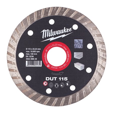 Disco diamante TURBO - DUT 115mm MILWAUKEE Ref.4932399526