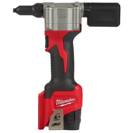 Remachadora subcompacta M12™, capacidad máxima remache 2,4-4,8mm INOX, fuerza de tracción 9000N, carrera 20,32mm. Incluye 4 boqu