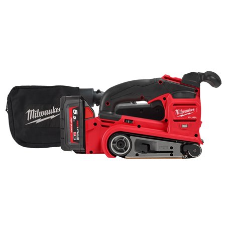 Lijadora de banda M18 FUEL™, velocidad de la banda variable 230-410m/min, superficie de lijado 90x135mm, ancho de banda 75mm, la