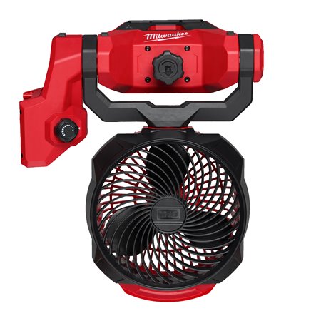 Ventilador compacto M18™, 30 km/h y 1,274 m³/h de flujo de aire, 350° de rotación horizontal del cabezal del ventilador y hasta 