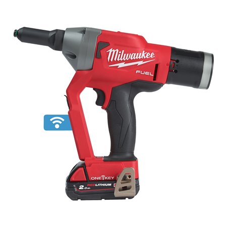 Remachadora M18 FUEL™ ONE-KEY™, capacidad máxima remache 4,8-7mm INOX, fuerza de tracción 20.000N, carrera 30mm. Incluye 4 boqui