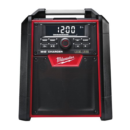 Radio/cargador de trabajo M18™ con Bluetooth®, salida de altavoz 40W, híbrido AC/DC, cargador USB 2,1Ah. Incluye cable de entrad