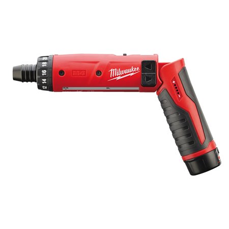 Atornillador M4™, recepción 1/4" hex, par máximo 5Nm, 2 velocidades - 0-200/0-600rpm, empuñadura con 2 posiciones. Se suministra