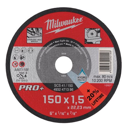 D.abrasivo PRO+ 1,5mm - SCS 41 / 150mm( 25 Unidades ) MILWAUKEE Ref.4932471386