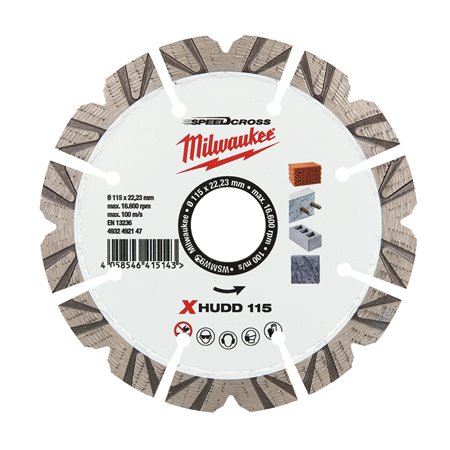Disco diamante SPEEDCROSS EXTREME Mat.Duros - HUDD 115mm MILWAUKEE Ref.4932492147