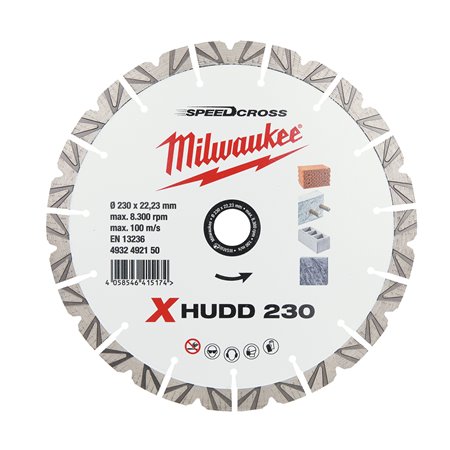 Disco diamante SPEEDCROSS EXTREME Mat.Duros - HUDD 230mm MILWAUKEE Ref.4932492150