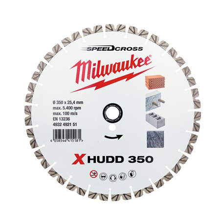 Disco diamante SPEEDCROSS EXTREME Mat.Duros - HUDD 350mm MILWAUKEE Ref.4932492151