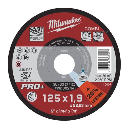 Disco PRO+ COMBI 1,9mm - SC/SG27 / 125mm (Pedir en múltiplos de 25uds) MILWAUKEE Ref.4932502294