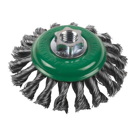 Cepillo Alambre cónico trenzado M14 100x12 acero INOX. 0,5mm MILWAUKEE Ref.4932501745
