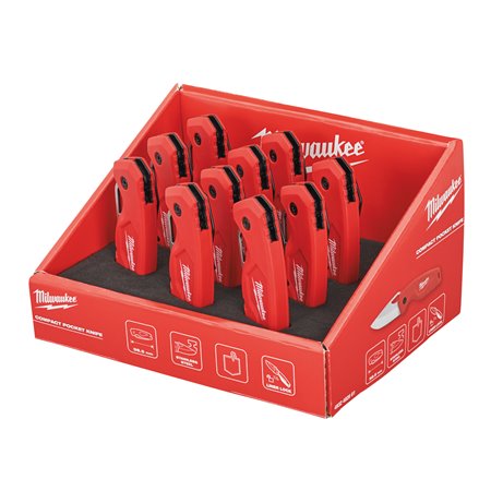 Navaja hoja afilada compacta de bolsillo con Expositor (pedir en múltiplos de 10uds) MILWAUKEE Ref.4932492661