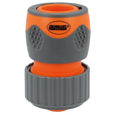 Empalme rápido manguera AMIG Mod. R08 PLUS ABS + goma Naranja-Gris 3/4'' - Ref. 24354