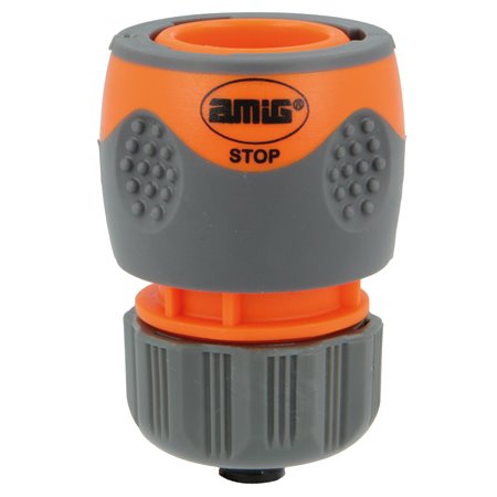 Empalme rápido manguera AMIG Mod. R09 STOP PLUS ABS + goma Naranja-Gris 1/2'' - Ref. 24359