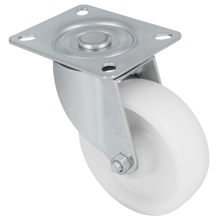 Rueda con pletina AMIG Mod. 2550 Nylon Blanco Ø200 MM Peso máximo 400 kg Rodamiento de rodillos