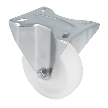 Rueda con pletina fija AMIG Mod. 2552 Nylon Blanco Ø200 MM Peso máximo 400 kg Rodamiento de rodillos