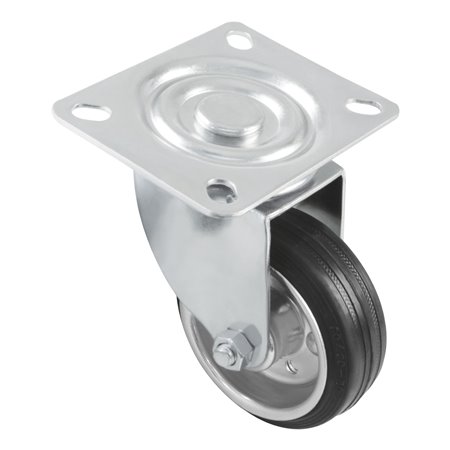 Rueda con pletina AMIG Mod. 2522 Goma Negro Ø160 mm Peso máximo 200 kg Rodamiento de rodillos