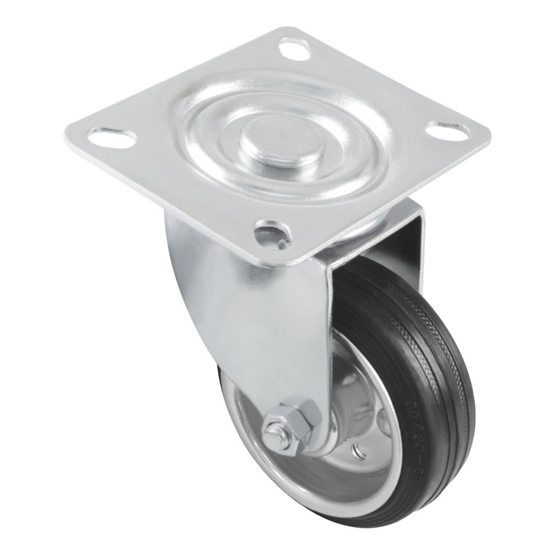 Rueda con pletina AMIG Mod. 2522 Goma Negro Ø160 mm Peso máximo 200 kg Rodamiento de rodillos