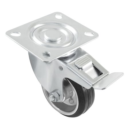 Rueda con pletina y freno AMIG Mod. 2523 Goma Negro Ø160 mm Peso máximo 200 kg Rodamiento de rodillos