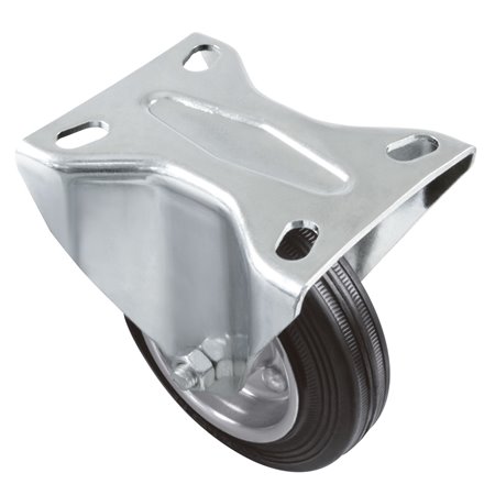 Rueda con pletina fija AMIG Mod. 2526 Goma Negro Ø160 mm Peso máximo 200 kg Rodamiento de rodillos