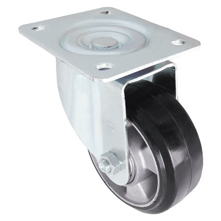 Rueda con pletina AMIG Mod. 2710 Goma Negro Ø125 mm Peso máximo 280 kg Núcleo de aluminio fundido Doble rodamiento de bolas
