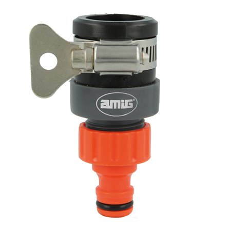 Adaptador grifo AMIG Mod. R04 PLUS ABS + goma Naranja-Gris - Ref. 24756