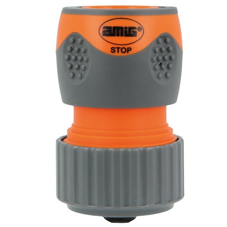 Empalme rápido manguera AMIG Mod. R09 STOP PLUS ABS + goma Naranja-Gris 3/4'' - Ref. 24762