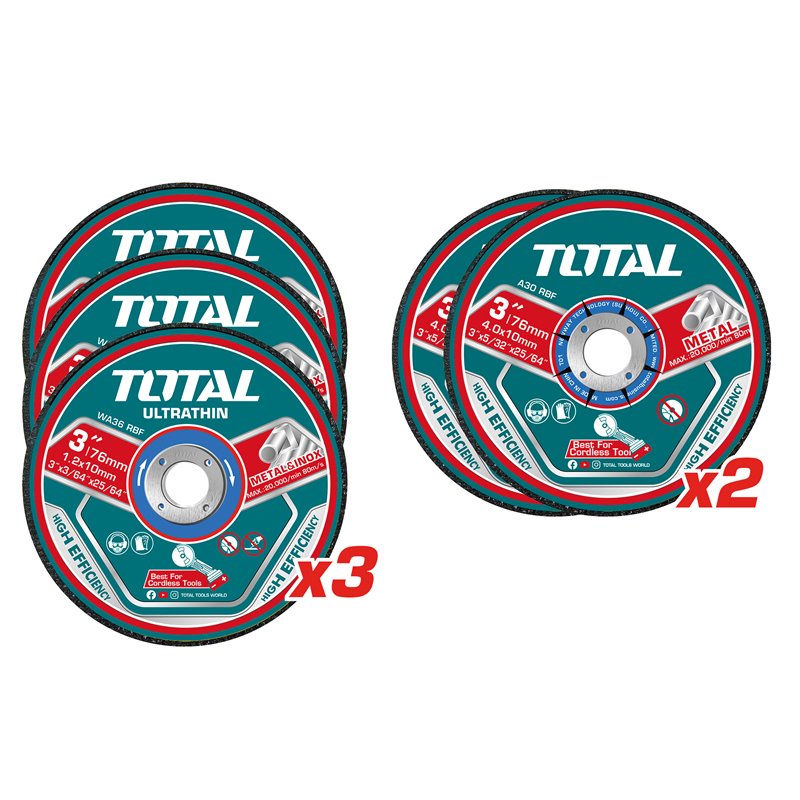 Juego 5 discos abrasivos TOTAL Mod. TAC303768 Ø76 mm