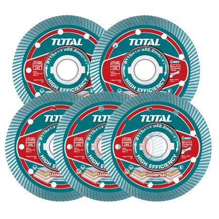 Set de 5 discos diamantes ultrafinos TOTAL Mod. TAC511155 Ø115 mm