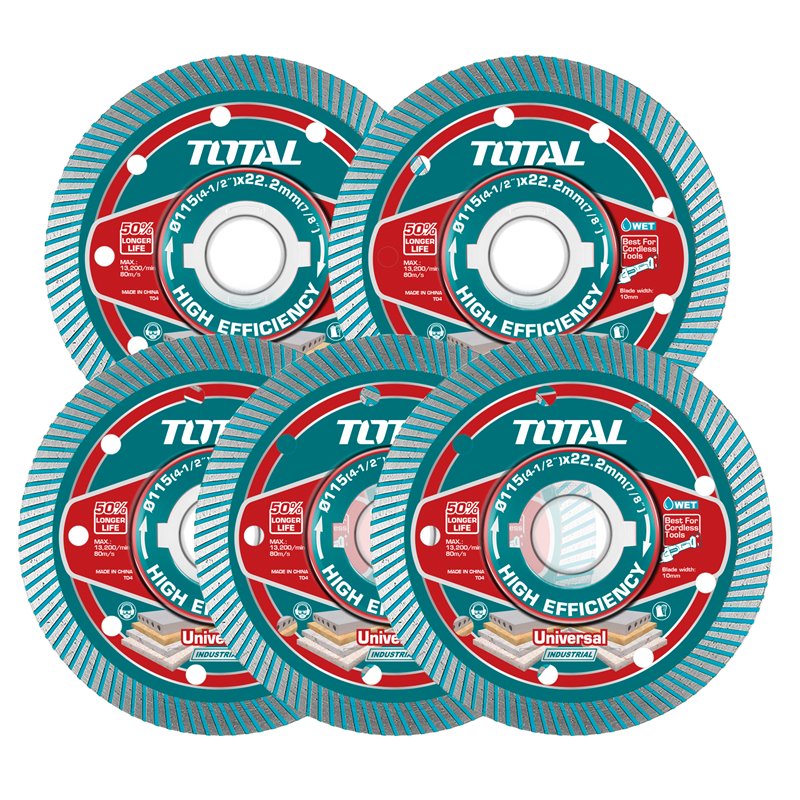 Set de 5 discos diamantes ultrafinos TOTAL Mod. TAC511155 Ø115 mm