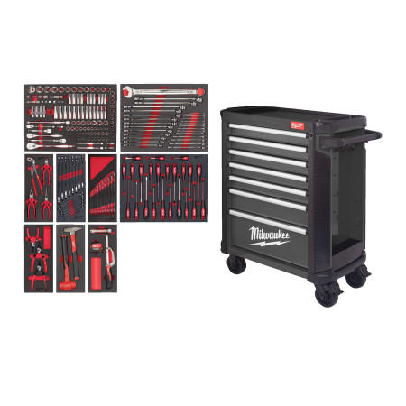 Carro de herramientas gris con 7 cajones TOOLGUARD™ de 78cm con 8 espumas MILWAUKEE Ref.4932500744